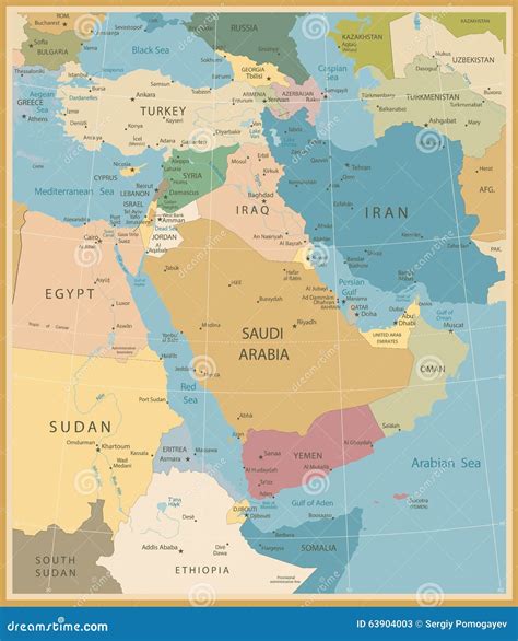 Middle East And West Asia Map Stock Vector Image