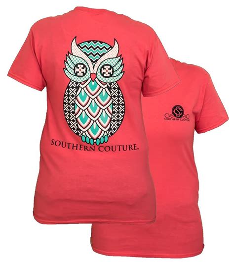 Southern Couture Preppy Geo Owl Chevron Pattern Girlie Bright T Shirt