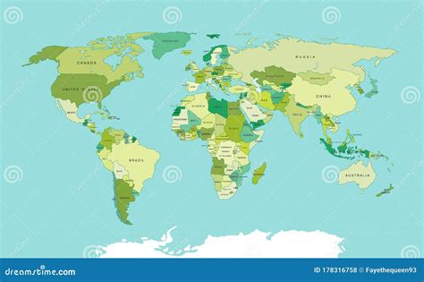 Vector World Map Colorful World Map With Countries Borders Detailed Map