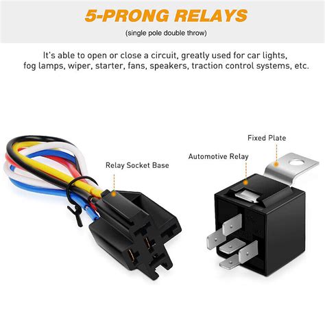 5Pcs 12V 40 Car SPST Automotive Relay DC 5 Pin 5 Wires W Harness