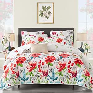 Amazon Uozzi Bedding Piece King Reversible Floral Quilt Set