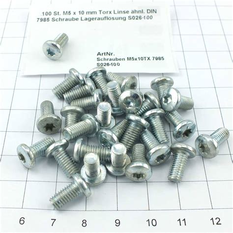 100 St M5 x 10 mm Torx Linse ähnl DIN 7985 Schraube Lagerauflösung