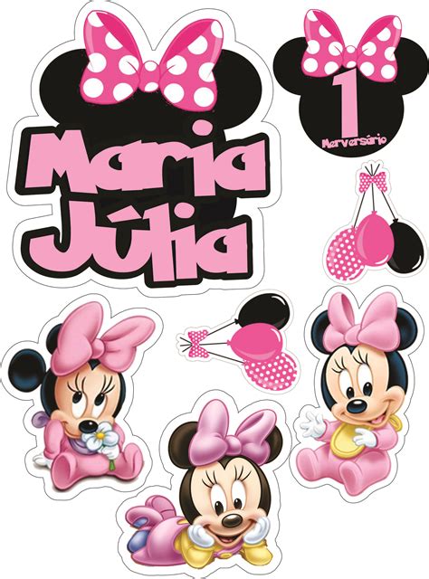 Topo Topper De Bolo Tema Minnie Baby 0A4 Minnie Mouse Decorations