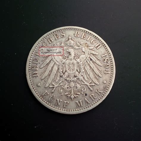 Germany Prussia 1894 5 Mark Silver Coin