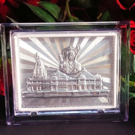 Stunning Silver Plated Ayodhya Ram Mandir Frame - Phooldaan