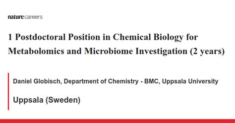 1 Postdoctoral Position In Chemical Biology For Metabolomics And