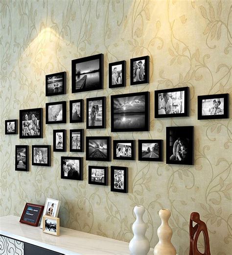 Buy Black Synthetic Wood Wall Photo Frame Set Of 23 By Art Street