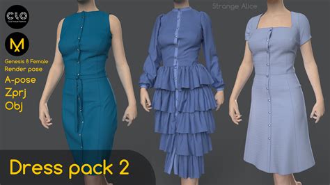 Artstation Dress Pack 2 Clo3d Marvelous Designer Projects Resources