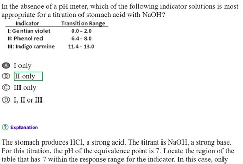 Solved The Explanation Says That The Ph Equivalence Point Is