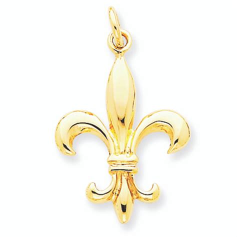 14k Gold Fleur De Lis Classic Solid Pendant