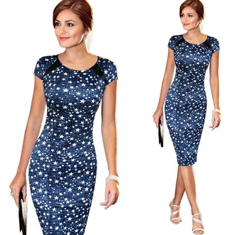 Women Casual Polka Dot Bodycon Dresses For Women Short Sleeve Pencil