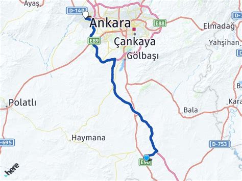 Bala Gülbağı Sincan YHT Garı Arası Kaç Km Yol Tarifi