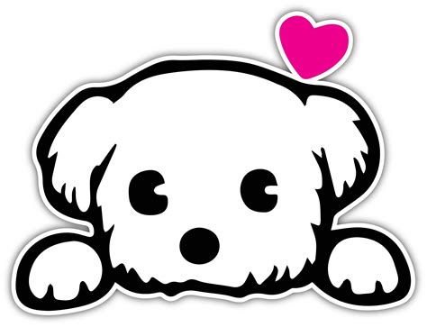 Cute Puppy Dog Drawing Love Heart Vinyl Sticker Decal Car Laptop Window ...