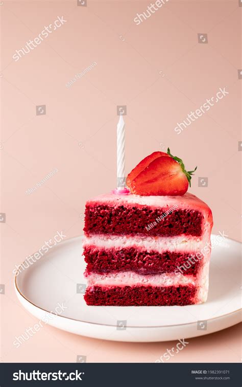 Birthday Cake Slice Candle Decorated Fresh Stock Photo 1982391071 ...