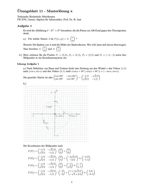 Bungsblatt Lineare Algebra Musterl Sung S Tt St R S S