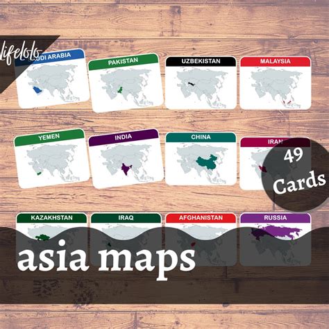 Asia Maps Flags Bundle Flash Cards Montessori Cards Etsy