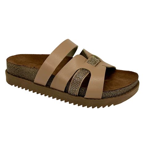 Tamanco Moleca Papete Slide Strass Nude Marina Bia Calçados