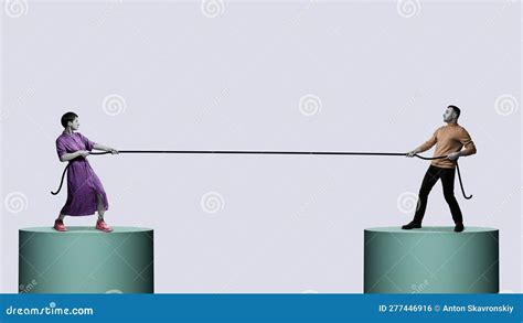 Competition Between A Man And A Woman Stock Photo Image Of