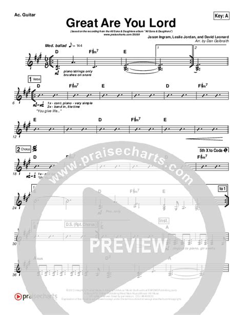 Great Are You Lord Acoustic Guitar Sheet Music Pdf All Sons