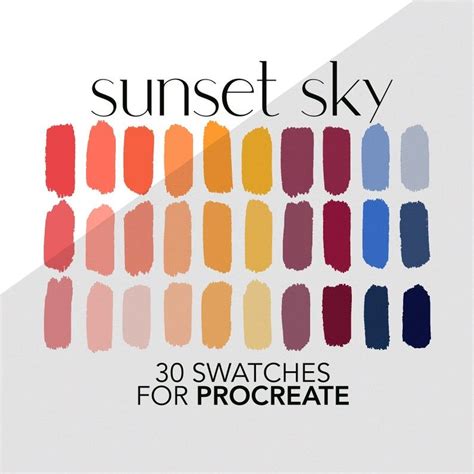 Procreate Color Palette Sunset Sky Color Swatches For Adobe Etsy