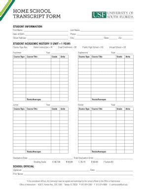 High School Transcript Template Fill Online Printable