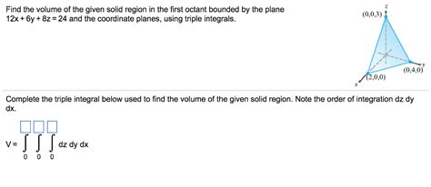 Solved Find The Volume Of The Given Solid Region In The Chegg