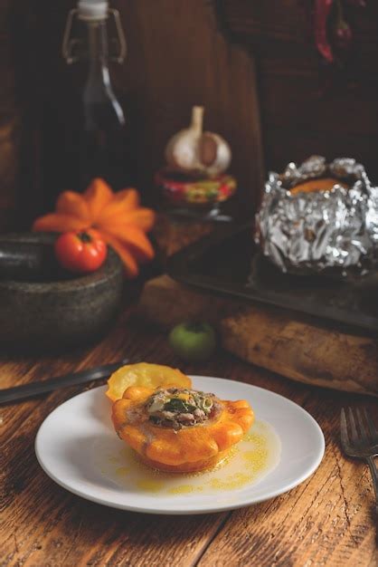 Premium Photo Baked Pattypan Squash Filled With Meat