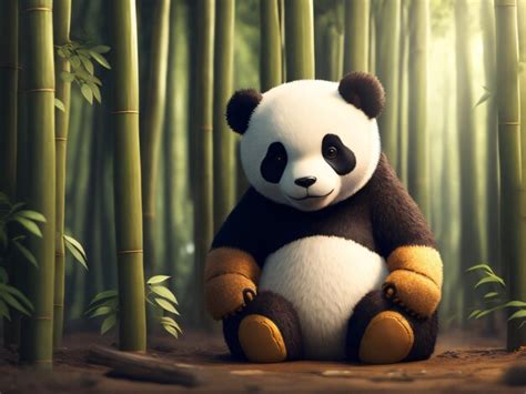 Premium AI Image | Cute panda with bamboo background for desktop wallpaper