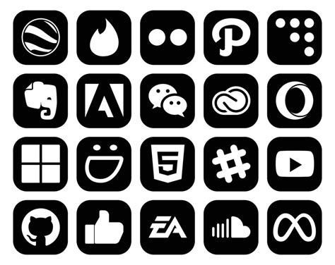 20 Social Media Icon Pack Including Chat Html Messenger Smugmug Opera