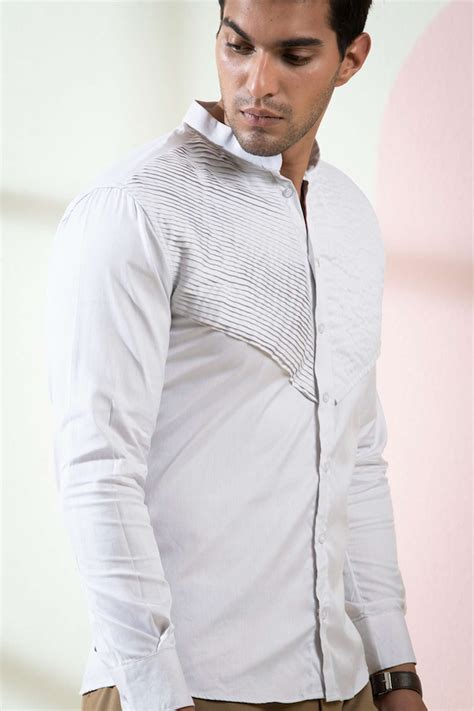 Buy Hilo Design Grey Oxford Ober Pintuck Detail Shirt Online Aza Fashions