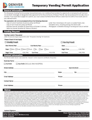 Fillable Online Temporary Vending Permit Application Fax Email Print