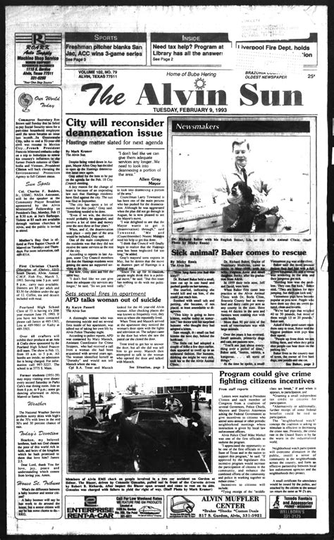The Alvin Sun (Alvin, Tex.), Vol. 102, No. 79, Ed. 1 Tuesday, February ...