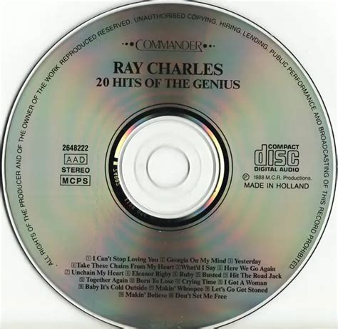 20 Hits Of The Genius Greatest Hits By Ray Charles Cd With Recordsale Ref1800118340