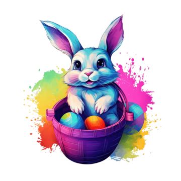 Cesta De Huevos De Pascua De Colores Feliz Día Conejito Png Libre Ai