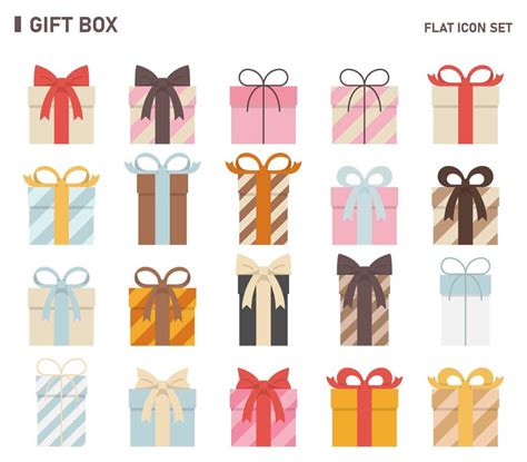 Gift Box Flat Icon Set 15430776 Vector Art At Vecteezy