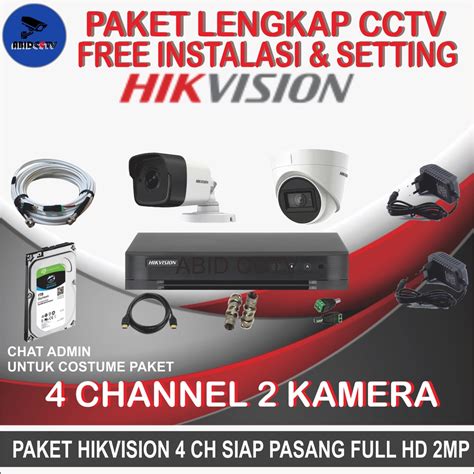 Jual PAKET CCTV HIKVISION 4 CHANEL 2 KAMERA 2MP FREE INSTALASI