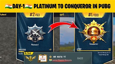 🇮🇳 Day 1 Platinum To Conqueror Push ⚡️solo Rank Push Tips And Tricks 🔥