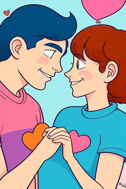 Premium Photo Couple In Deep Love Cartoon Illustration