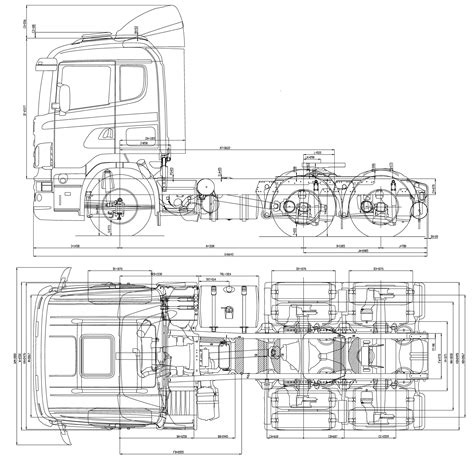 Scania La 6x2 Heavy Truck Blueprints Free Outlines