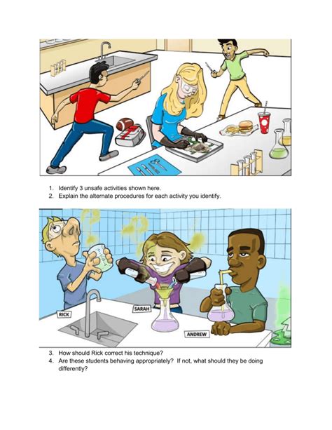 Lab Safety Cartoon with questions