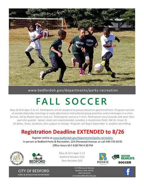 Fall Youth Soccer Flyer 2022 Extended City Of Bedford Oh