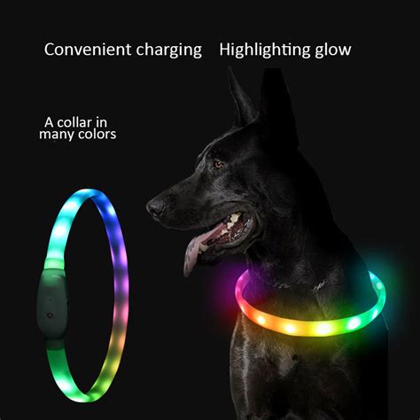 Fluorescent Night Light Up Pet Collar Adjustable Led Dog Collar Led