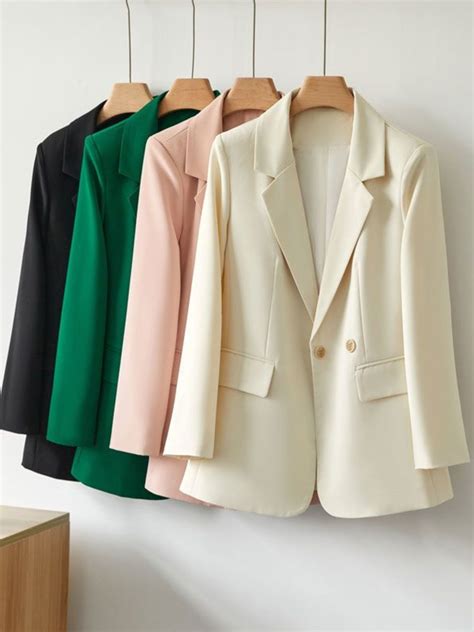 Blazers Women Solid Double Breasted Simple Classic Soft Elegant Simple