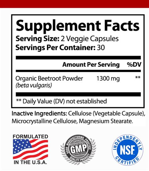 Organic Beet Root Capsules 1300mg 60 Capsules Hybrid Nutraceuticals