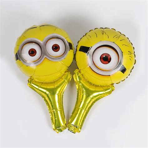 10pcs Minions Balloons Hand Hold Stick Inflatable Toys Decoration