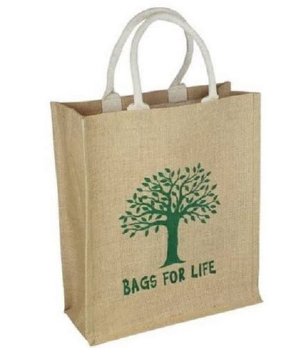 Plain Rectangular Eco Friendly Brown Printed Jute Bags For Shopping