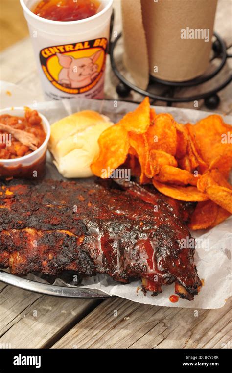 Usa Tennessee Memphis Central Bbq Restaurant Southern Style Ribs Stock