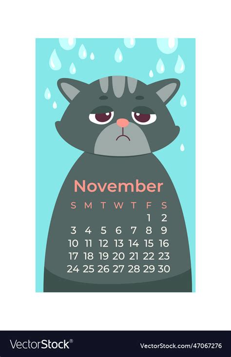 November cat calendar Royalty Free Vector Image