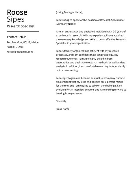 Research Specialist Cover Letter Examples Template And 20 Tips