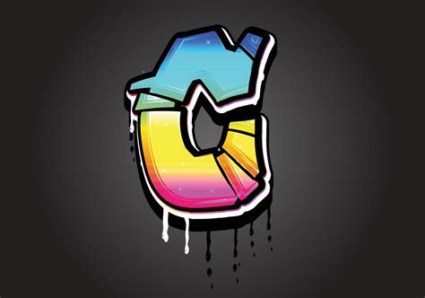 C Letter 3d Graffiti Dripping Alphabet Font Vector 11974548 Vector Art